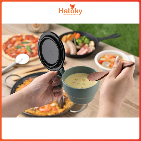 Cốc Súp Có Nắp Đậy Inomata 300ml Màu Xanh