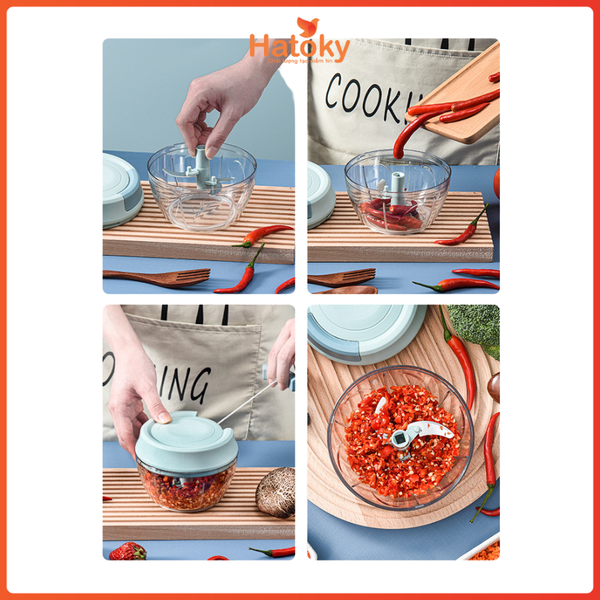 Dụng cụ xay nghiền rau củ kéo tay size S, M, L