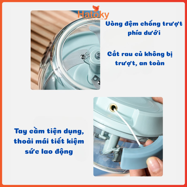 Dụng cụ xay nghiền rau củ kéo tay size S, M, L