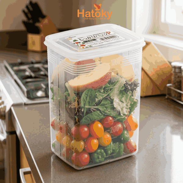 Hộp nhựa đựng thực phẩm nắp dẻo, dáng cao 1,3L NAKAYA