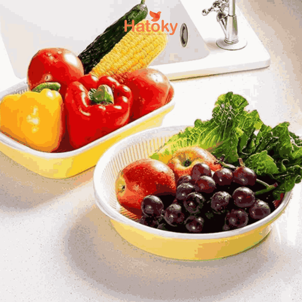 Khay Đựng Rau Củ Quả 2 Lớp Hình Tròn 1.8L