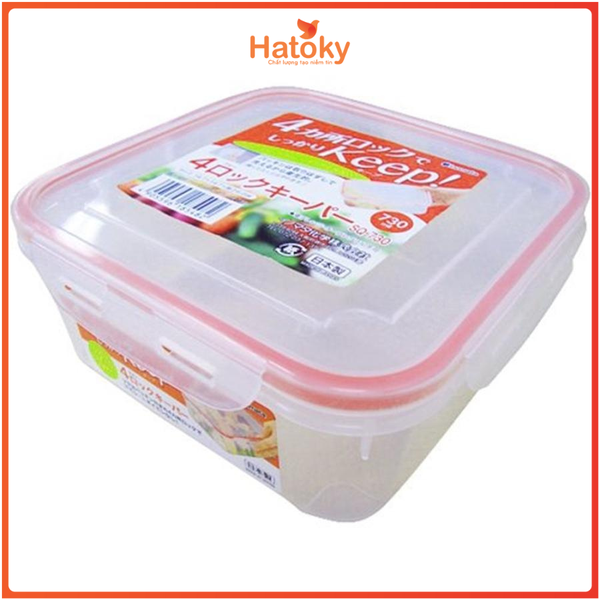 Hộp nhựa nắp silicon vuông 730ml INOMATA
