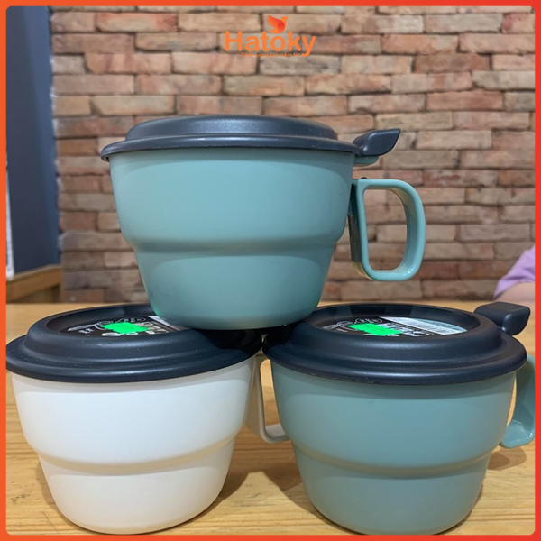 Cốc Súp Có Nắp Đậy Inomata 300ml Màu Xanh