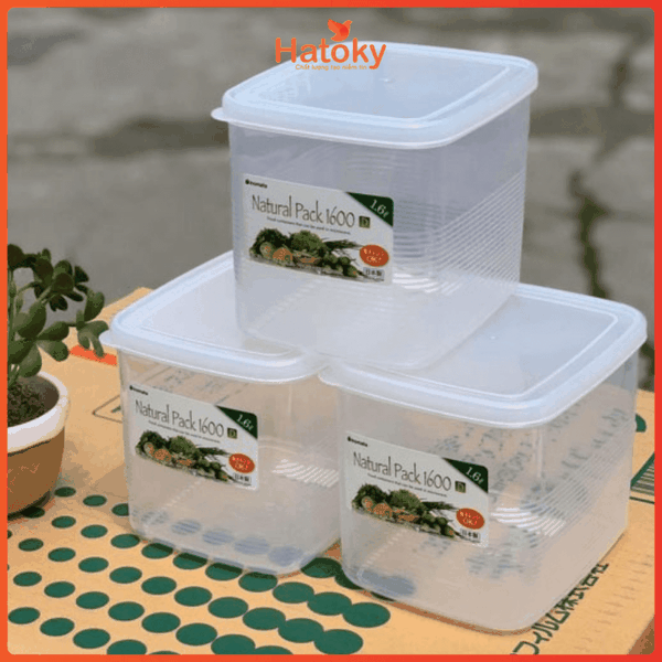 Hộp thực phẩm vuông INOMATA chịu nhiệt lò vi sóng dung tích 1600ml