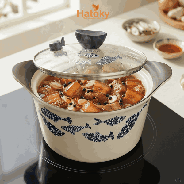 Nồi nấu họa tiết cá cao cấp connie 26 cm
