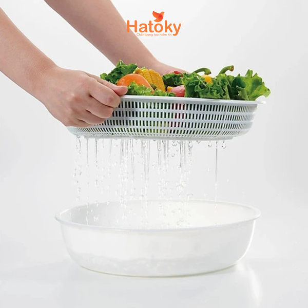Khay Đựng Rau Củ Quả 2 Lớp Hình Tròn 1.8L