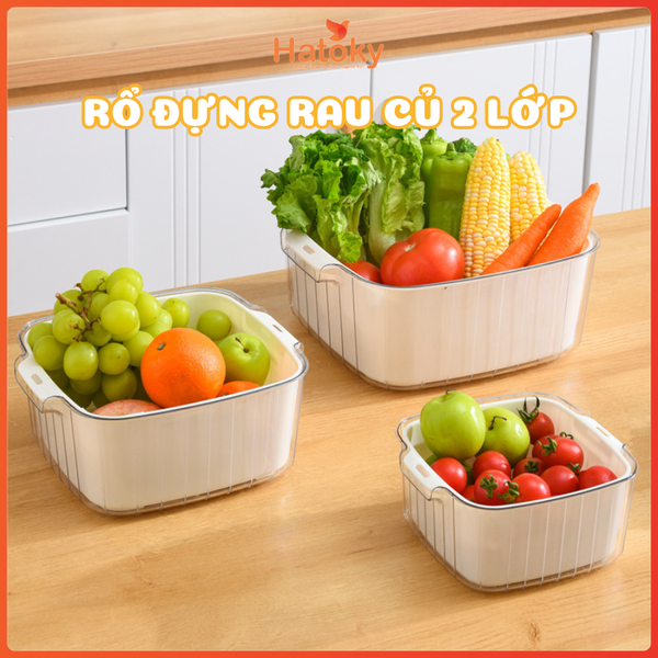 Rổ vuông 2 lớp đa năng Size L