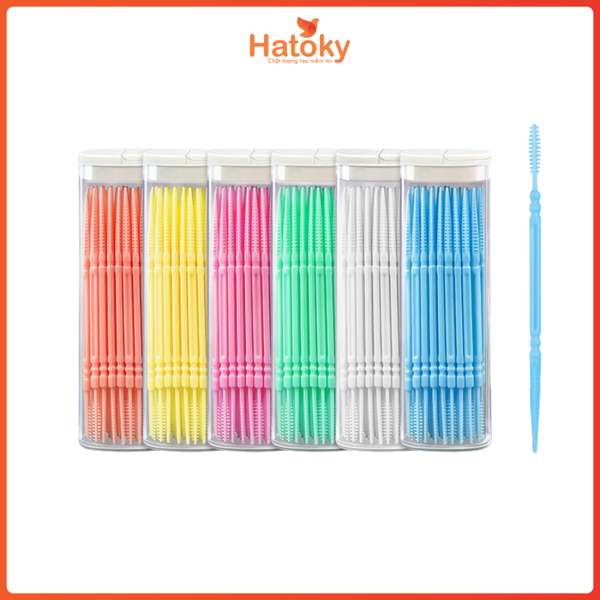 Hộp 40 tăm nha khoa 2 đầu chăm sóc răng miệng - Trắng