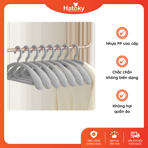 Bộ 5 móc treo quần áo chống trượt tiện dụng - màu xám