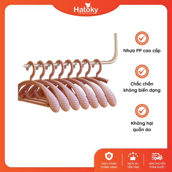 Bộ 5 móc treo quần áo chống trượt tiện dụng - màu cà phê