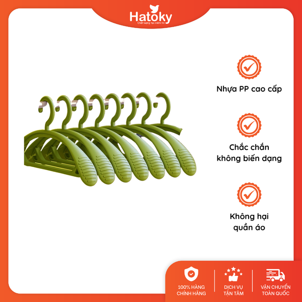 Bộ 5 móc treo quần áo chống trượt tiện dụng - màu xanh lá