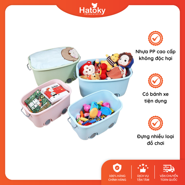 Thùng đựng đồ chơi cho bé có bánh xe 620 - màu xanh
