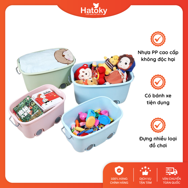 Thùng đựng đồ chơi cho bé có bánh xe 620 - màu hồng