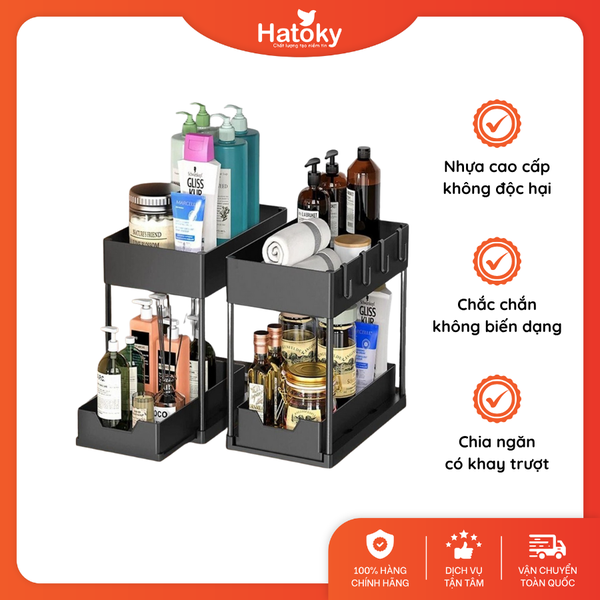 Kệ để đồ đa năng 2 tầng kéo đẩy - Màu Trắng