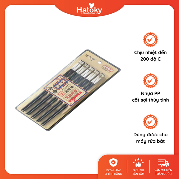 Set 5 đôi đũa nhựa PP cốt sợi thủy tinh 24cm