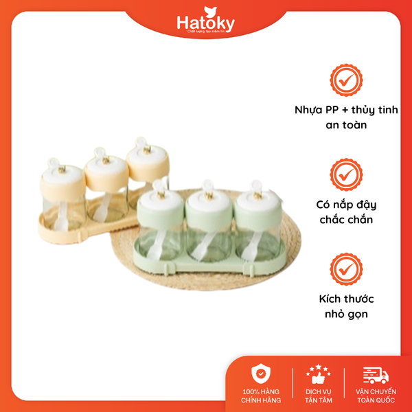Set 3 hũ đựng gia vị kèm thìa