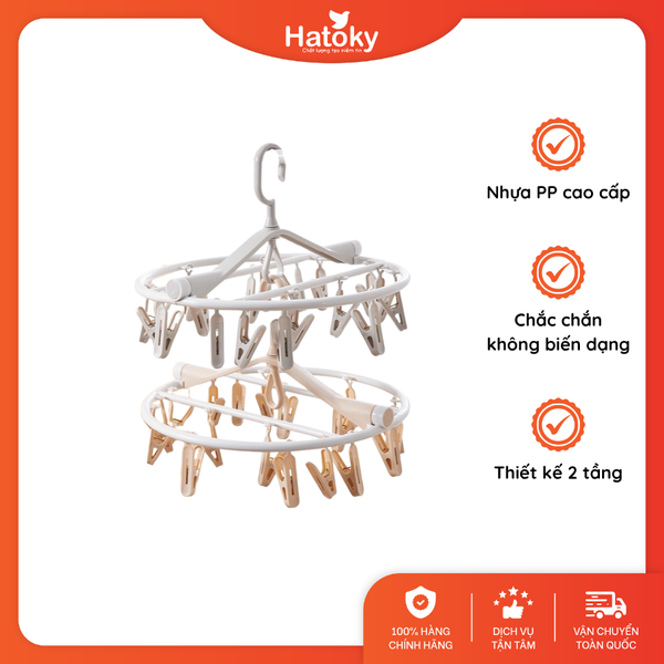 Giá treo gấp tròn 18 kẹp màu trắng 1004