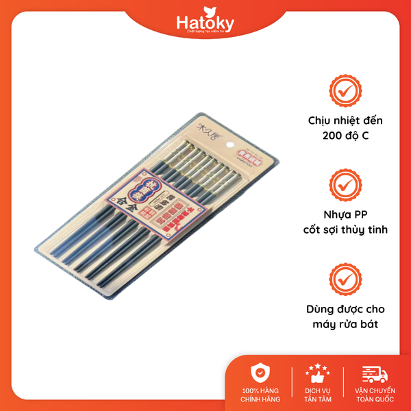 Set 5 đôi đũa nhựa PP cốt sợi thủy tinh 24cm