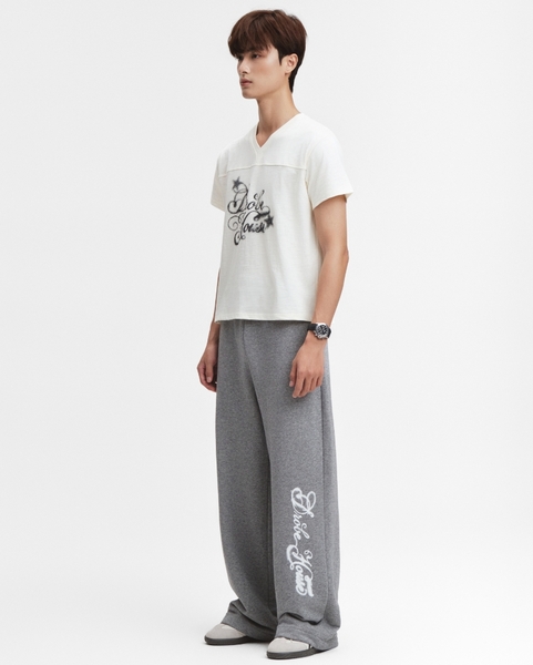Foldover Straight Sweatpants - Heather Grey