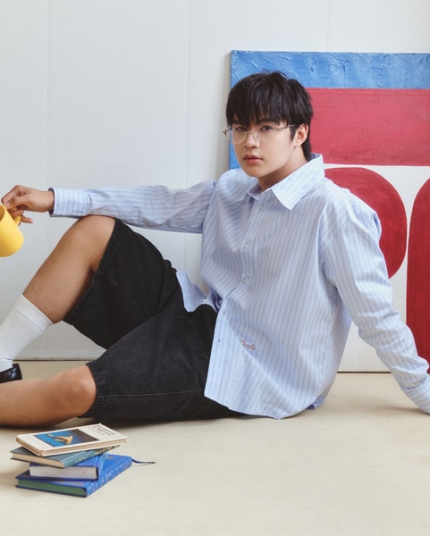 Striped Long-sleeve Shirt - Sky Blue