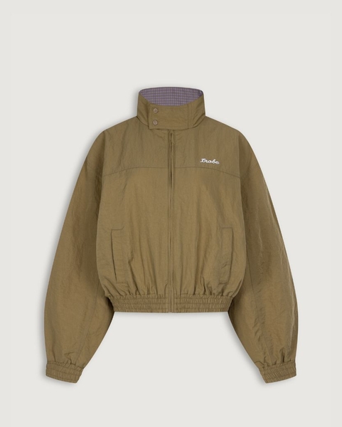 Plaid Collar Parachute Jacket - Camel