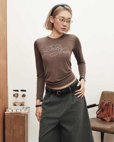 Sparkle Long-sleeve Paper Tee - Steel Grey