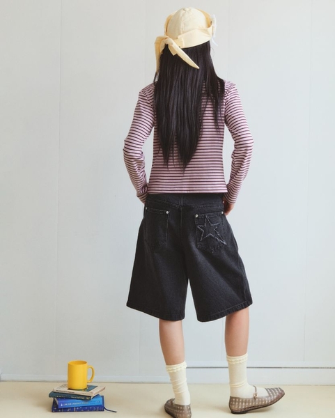 Cropped Long-sleeve Polo - Rose-wood