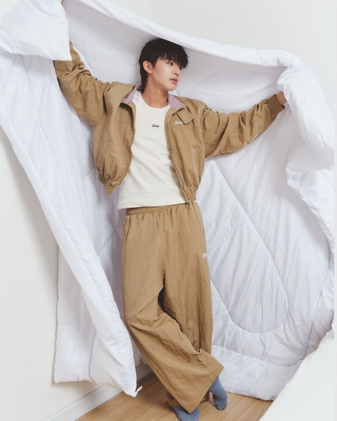 Plaid Collar Parachute Jacket - Camel