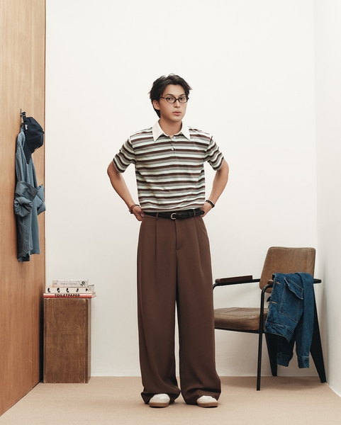 Cropped Striped Polo - Chocomint