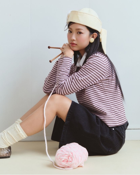 Cropped Long-sleeve Polo - Rose-wood