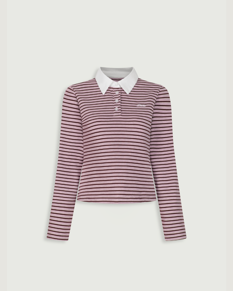 Cropped Long-sleeve Polo - Rose-wood