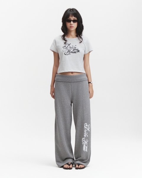 Foldover Straight Sweatpants - Heather Grey