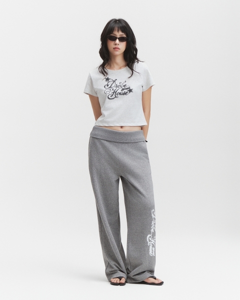Foldover Straight Sweatpants - Heather Grey