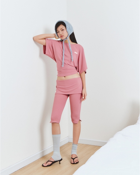 Fitted-waist Tee - Pastel Pink