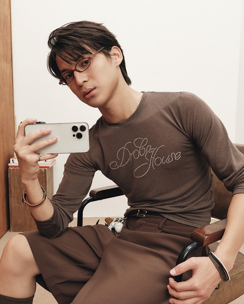 Sparkle Long-sleeve Paper Tee - Steel Grey