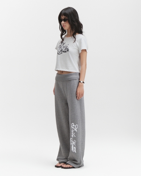 Foldover Straight Sweatpants - Heather Grey