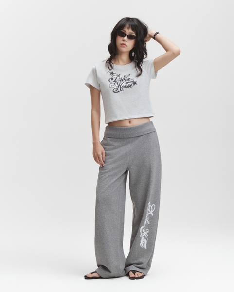 Foldover Straight Sweatpants - Heather Grey