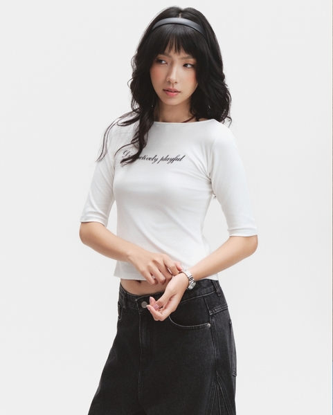 Contour Tee - Beige White