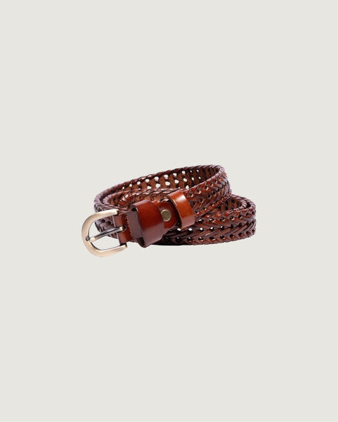 Braided Buckle Belt - Chestnut