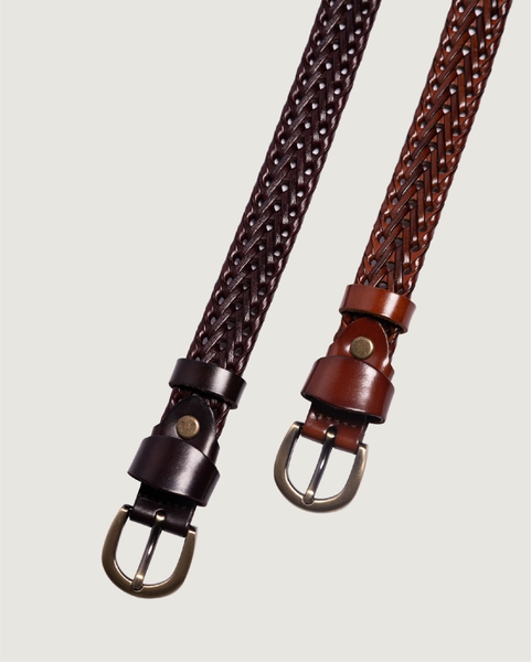 Braided Buckle Belt - Chestnut