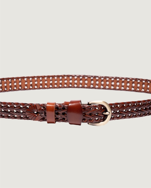 Braided Buckle Belt - Chestnut