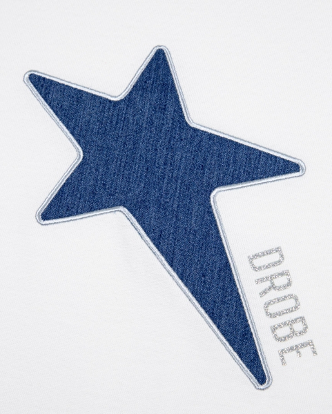 Glittered Star-Patch Baby Tee - Off-white