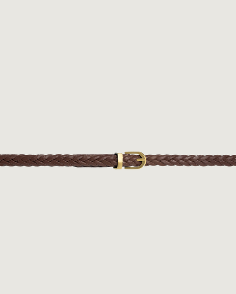 Slim Braided Buckle Belt - Chocolate