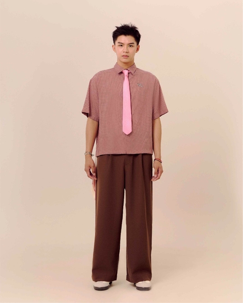 Pleated Wide-leg Trousers - Chocolate