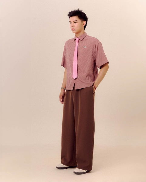 Pleated Wide-leg Trousers - Chocolate