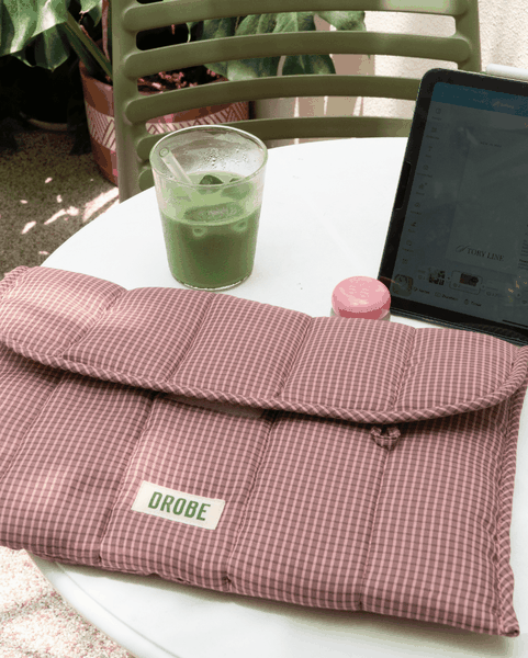 Quilted Plaid Laptop Sleeve - Rose-wood