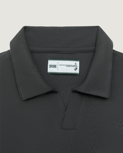 Scripted Laid-back Polo - Charcoal