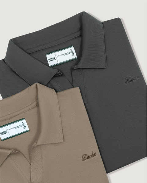 Scripted Laid-back Polo - Charcoal