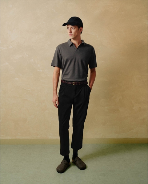 Scripted Laid-back Polo - Charcoal