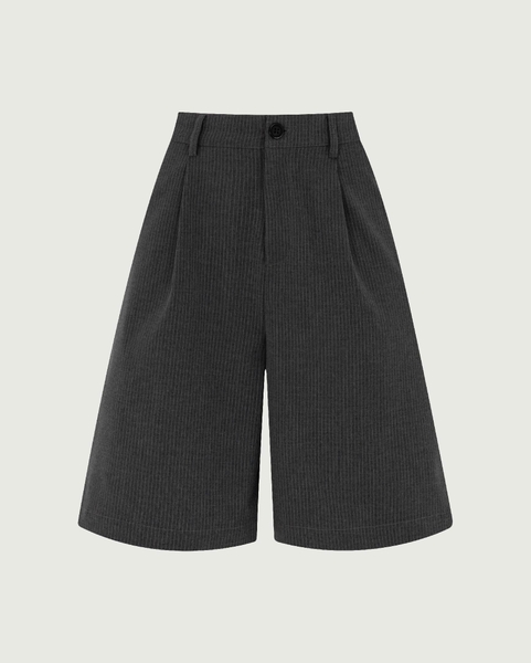 Striped Relaxed Shorts - Charcoal